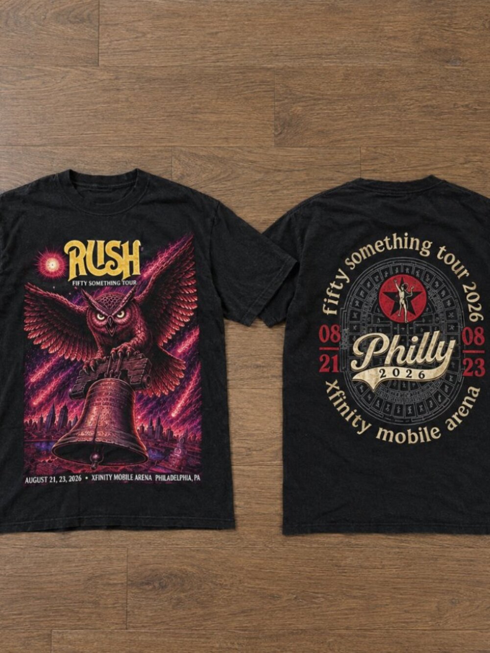 Rush Band Fifty Something Tour Philly 2026 Double-Sided Rock Concert T-Shirt